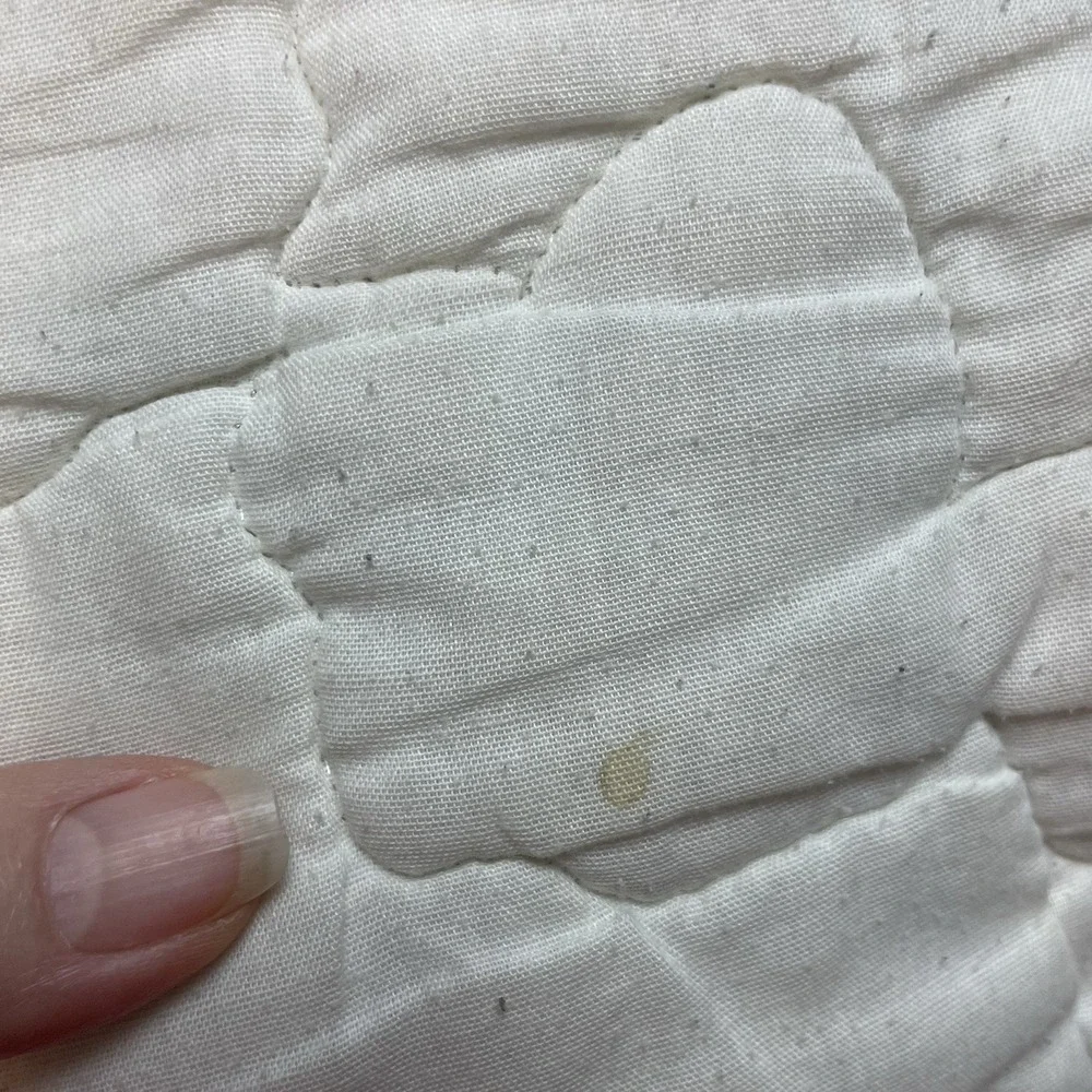 Vtg Cottagecore Floral Quilted Bedspread Twin Size Pink Blue Cabbage Rose Shabby
